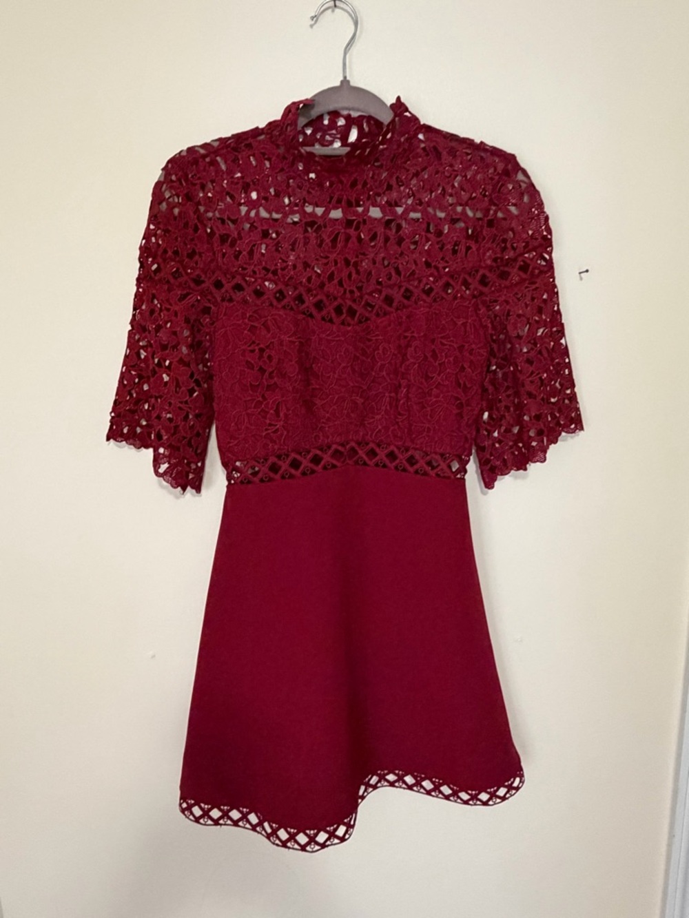 KEEPSAKE the Label Burnt Red Lace Mini Dress new with tag